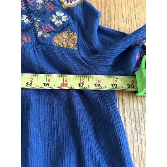 Blue Rain Francesca's Bohemian Embroidered Mini Dress Blue NWT Size S A-line - Picture 8 of 11
